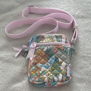 Vera Bradley Quilted Floral Crossbody in Light Pink Strap